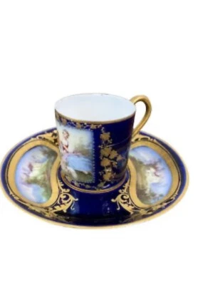 19th Century Sèvres Limoges Chateau  cup and saucer Demitasse Married Set - Image 1 of 4