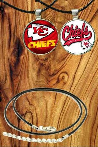 Kansas City Chiefs 20 inch necklaces with clasp & extender leather like cord 2 Cover