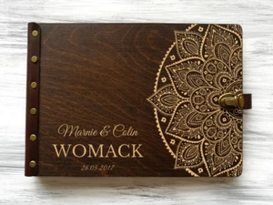 Wedding Guest Book Mandala Personalized Wedding Guestbook Boho Wedding Gift 8x12 - Picture 1 of 9