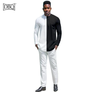 Conjunto de 2 piezas de chándal africano para hombre camisa y pantalón manga completa conjuntos Dashiki - Imagen 1 de 18