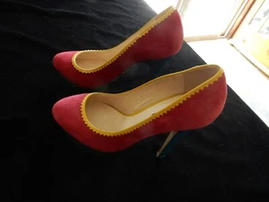 Tony Bianco Ladies Sharlotte Stiletto Heels Size 8 Red Suede Green Heel - Imagen 1 de 6