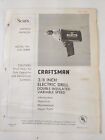 c1975 SEARS CRAFTSMAN 3/8 INCH ELECTRIC DRILL VINTAGE OWNERS MANUAL 315.10500