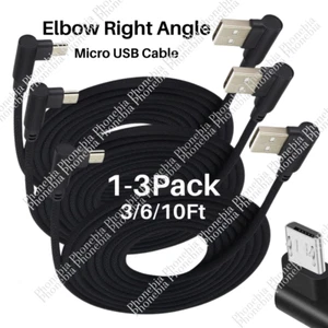 90 Degree Right Angle Micro USB Cable Charging 3/6/10Ft For Samsung Android Lot - Picture 1 of 10
