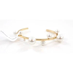 Rebecca Minkoff Gold Simulated Pearl Cuff Bracelet nwt $48 Tags #RM340 - Picture 1 of 2