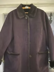 Womens knee length Dark Brown suede Fur lined coat size 12 by P essentials - Picture 1 of 4