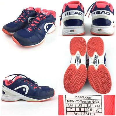 Tênis Head Feminino Tamanho EUA 9M Azul Vermelho Brilhante Rosa Nitro Pro Tênis Top Baixo - Imagem 1 de 4