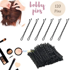Paquete de 120 pinzas para el cabello Kirby alfileres ondulados toboganes moño negro salón de peinado - Imagen 1 de 12