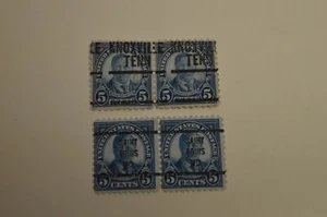 2 PARES DE SELLOS POSTALES DE ESTADOS UNIDOS THEODORE ROOSEVELT 5 CENTAVOS AZUL Y AZUL OSCURO  - Imagen 1 de 2