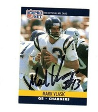 Mark Vlasic Iowa hand signed autographed 1990 Pro Set card San Diego Chargers d