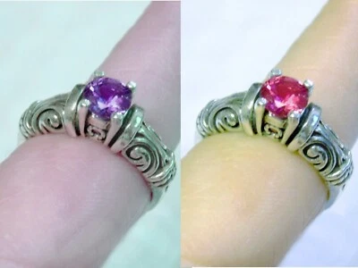 Color Change Lab Alexandrite Size 8.5 Ring 925 Sterling Silver Vintage Style USA - Image 1 of 4