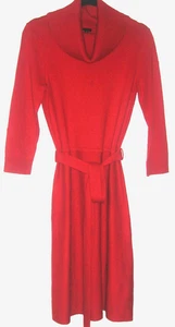 TALBOTS Pulloverkleid rot Strickmischung gerippt Wasserfallausschnitt selbstbindend in der Taille S - Bild 1 von 5