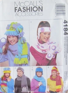 McCalls 4184 SOMBREROS Y BUFANDAS Accesorios Patrón Adulto Polar Minky Bufanda SOMBRERO ESQUÍ - Imagen 1 de 2