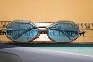 Gafas de sol vintage Hong Kong lentes azules octágonas raras - Imagen 1 de 4
