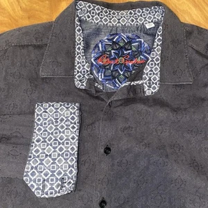 Robert Graham Mens Shirt Size 2XL Black Embossed Paisley Flip Cuff 100% Cotton - Picture 1 of 14
