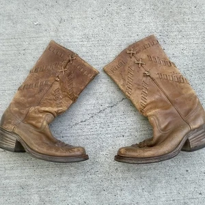 Vintage Texas Herren Campus Stiefel Gewebt Hellbraun 10D Western Cowboy Rodeo Hergestellt in den USA  - Bild 1 von 8