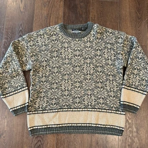 Vintage Extreme Gear Sweater Green Beige Abstract Knit Korea men’s size M - Picture 1 of 5