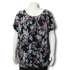 LIZ CLAIBORNE Career Woman (2X) Career Top Pleated Scoop Neckline Short Sleeves - Picture 1 of 4