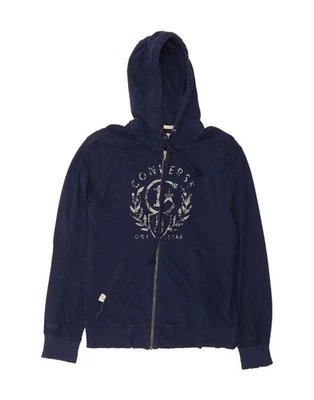 Pull à capuche homme CONVERSE graphique zippé grand coton bleu marine DR80 - Photo 1/3