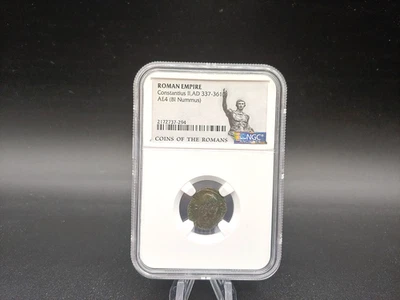 NGC Древние Римская империя Констанций II, AD 337-361 AE4 (BI Nummus), БЕСПЛАТНАЯ доставка! - Изображение 1 из 4