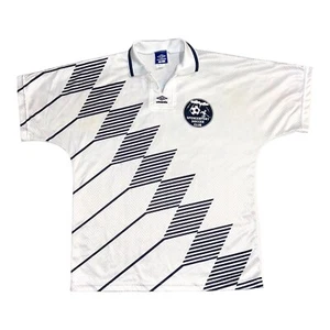 Umbro Vintage 90s Blue White Soccer Jersey Adult Large Made In USA Spencerport - Picture 1 of 20