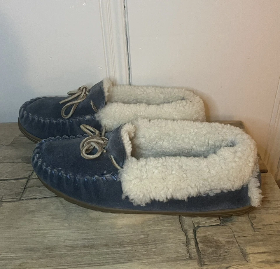 L.L.Bean Mujer Talla 8M Wicked Good Mocasines Azul Sin Cordones Piel de Cordero Piel de Oveja Foto 1 de 4