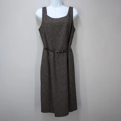 Vestido Vaina Jessica Howard Para Mujer 8 Marrón Tweed Sin Mangas con Cinturón Completamente Forrado Foto 1 de 4