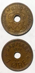 Denmark 1 ore 1927-1940 N GJ 16mm bronze coin km826.2 - Picture 1 of 1