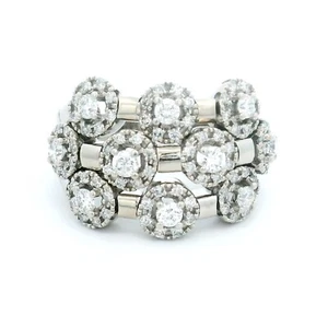 Sonia B 14K White Gold 3 Row Natural Round Diamond Flex Ring Size 8 MSRP $8,950 - Picture 1 of 11