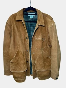 LL Bean Mens Lg Brown Soft Leather Barn Hunting Jacket Vintage Size Large USA - Picture 1 of 9