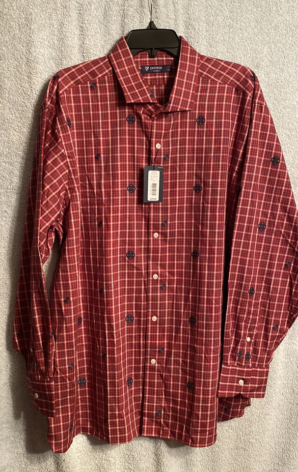 Cremieux Men's Shirt Size XXL long sleeve button Up casual red plaid 16