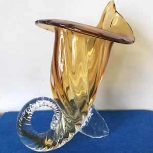 Archimede Seguso Golden Glass Cornucopia Vase. - Picture 1 of 6