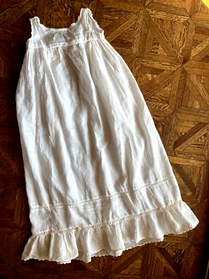 antique White Handmade Linen Batiste Long BBy Slip - Image 1 of 4