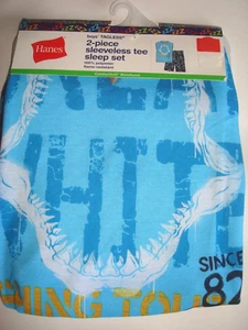 Boys Ocean 2 Piece Pajama Set Hanes Size 8 NEW - Picture 1 of 2