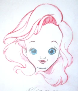 SIGNED LITTLE MERMAID ARIEL BABY WALT DISNEY ORIGINAL MERCHANDISE cel DRAWING - Picture 1 of 2