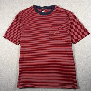 Vintage Tommy Hilfiger Striped Red Crest Logo 90s Pocket T Shirt Men’s Size L - Picture 1 of 6