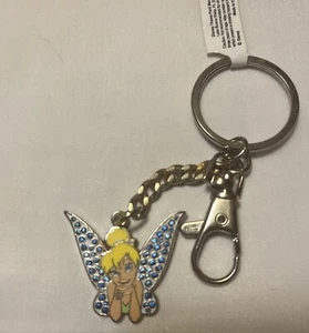 Vintage 1985 Disney Tinkerbelle Keychains Blue Rhinestone Wings - Picture 1 of 4