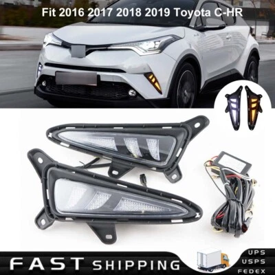 LED DRL 雾灯适合 2018 2019 年丰田 C-HR 日间行车灯一对带电线 — 第 1/4 张图片