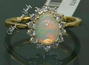 Ethiopian Opal Ring Solid Silver Ring Delicate Ring Genuine Opal Ring - Picture 1 of 5