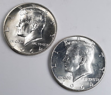Lot of 2 1964 US Mint P + D Kennedy Half Dollars $0.50 Silver BU Fast+Free Ship