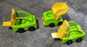 Vtg Fisher Price Little People Construction Vehicles Fork Lifts Front End Loader - Picture 1 of 4