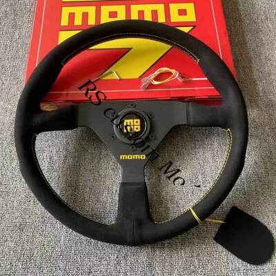 MOMO BLACK EDITION 350mm/14inch MOD07 Flat bracket Suede Steering Wheel - Image 1 of 4