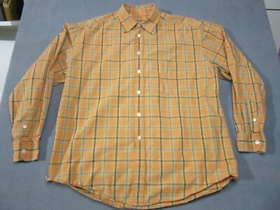 Рубашка мужская Ermenegildo Zegna большая оранжевая клетчатая с длинным рукавом с воротником на пуговицах - Изображение 1 из 4