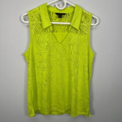 Blusa TRIBAL Verde Neón Floral Burnout Sin Mangas Mediana Foto 1 de 4