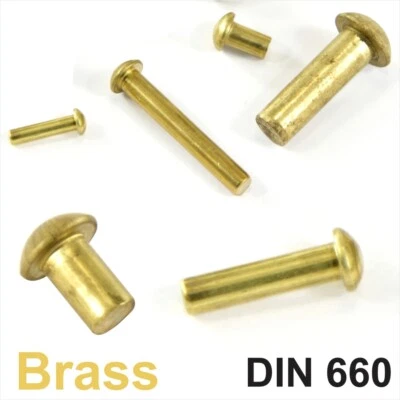 EJ PARTS Solid Brass Round Head Rivets DIN 660 Dia 2mm 3mm 4mm 5mm 6mm Dome Pan Head RIV