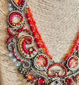 Ayala Bar Retired Bib Necklace Mixed Media Statement Boho Designer Israel - Picture 1 of 11
