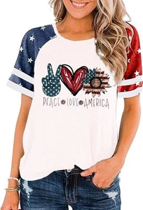 American Flag Shirts for Women 4th of July Patriotic Shirt Graphic Blouse USA... - Picture 1 of 2