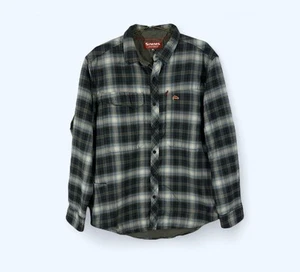 Simms Flanell Shacket Hemd Herren XL weiß blau kariert kaltes Wetter gefüttert - Bild 1 von 7