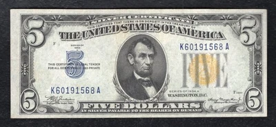 FR 2307 1934-A $5 “NORTH AFRICA” SILVER CERTIFICATE NOTE GEM UNCIRCULATED - Image 1 of 2