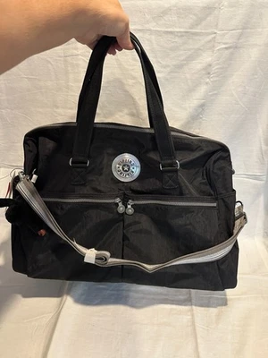 Bolso Kipling Itska LG. Bolso Bandolera Negro Lona Sólido NUEVO Etiqueta $174 Foto 1 de 4
