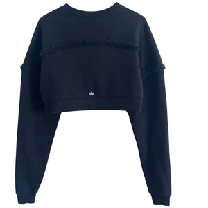Sudadera corta ALO Yoga City talla S negra cuadrada Sherpa manga larga gimnasio - Imagen 1 de 11